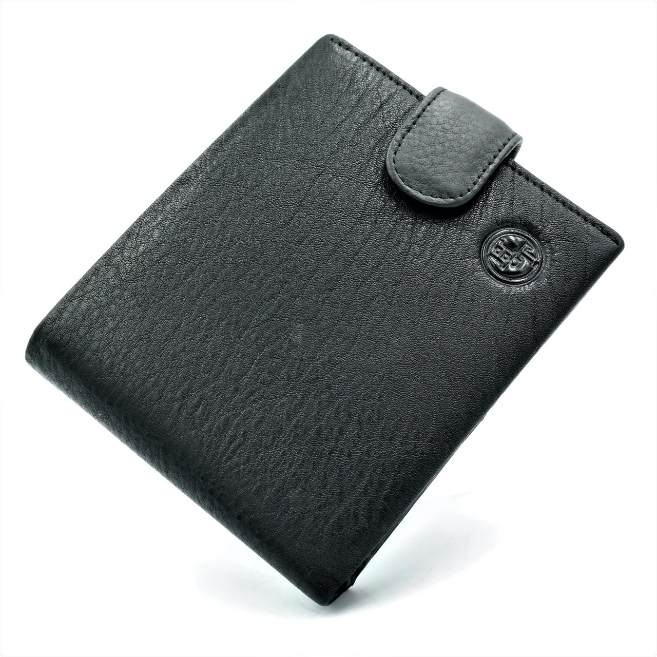 

Кожаный кошелек мужской H.T.Leather 10х12х2,5 см Черный