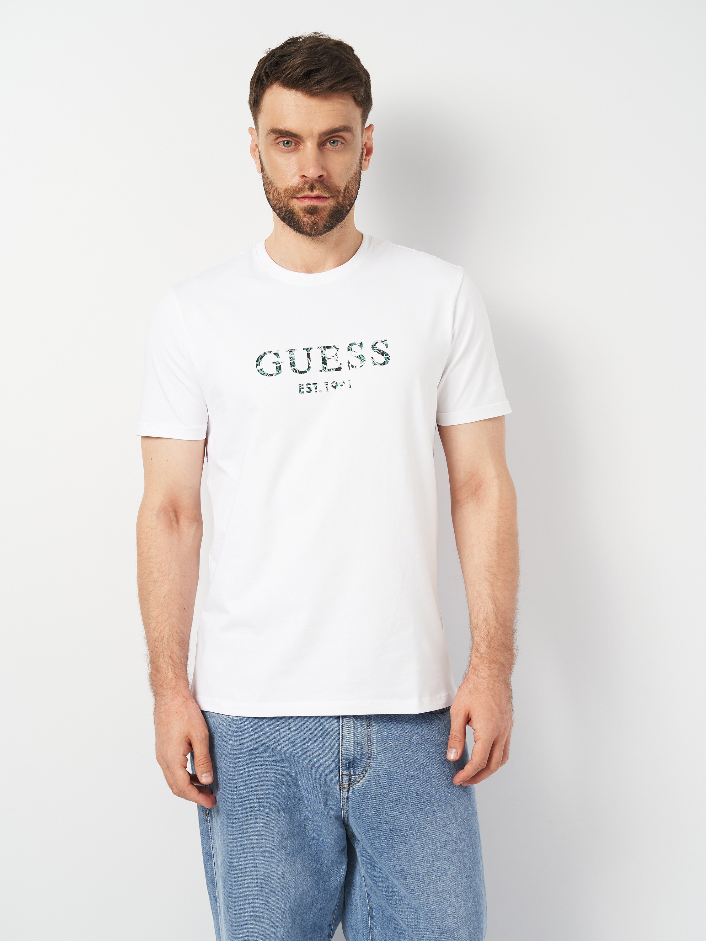 Акція на Футболка бавовняна чоловіча Guess M4YI38-J1314-G011 S Біла від Rozetka