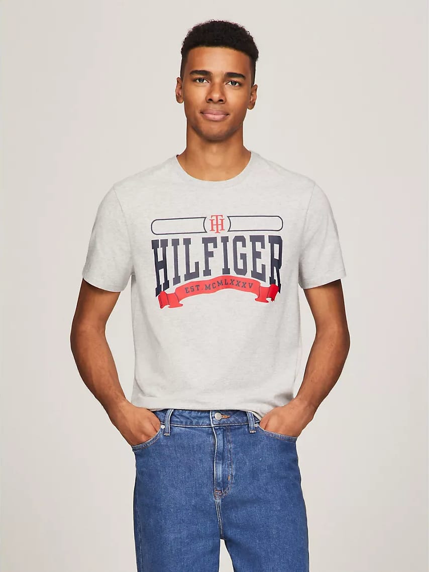 Акція на Футболка бавовняна чоловіча Tommy Hilfiger 602351521 XS Сіра від Rozetka