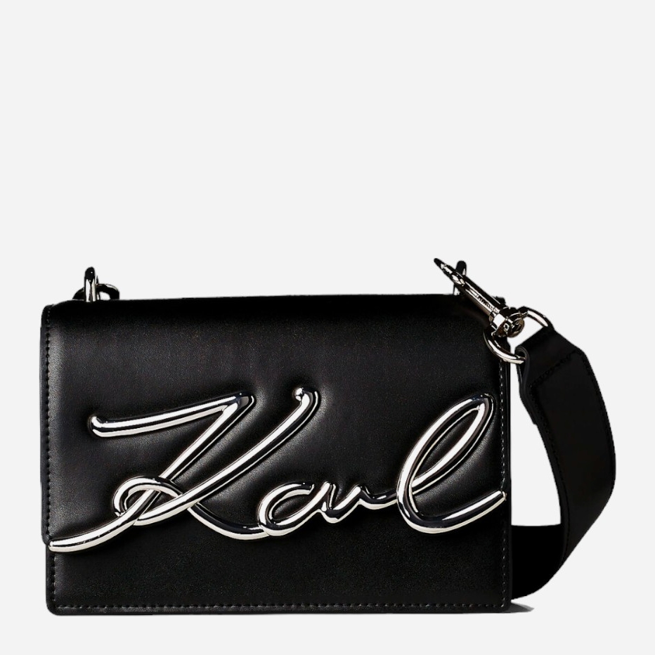 Акція на Сумка крос-боді шкіряна жіноча Karl Lagerfeld K/SIGNATURE SM SHOULDERBAG 226W3028-994 Чорна від Rozetka