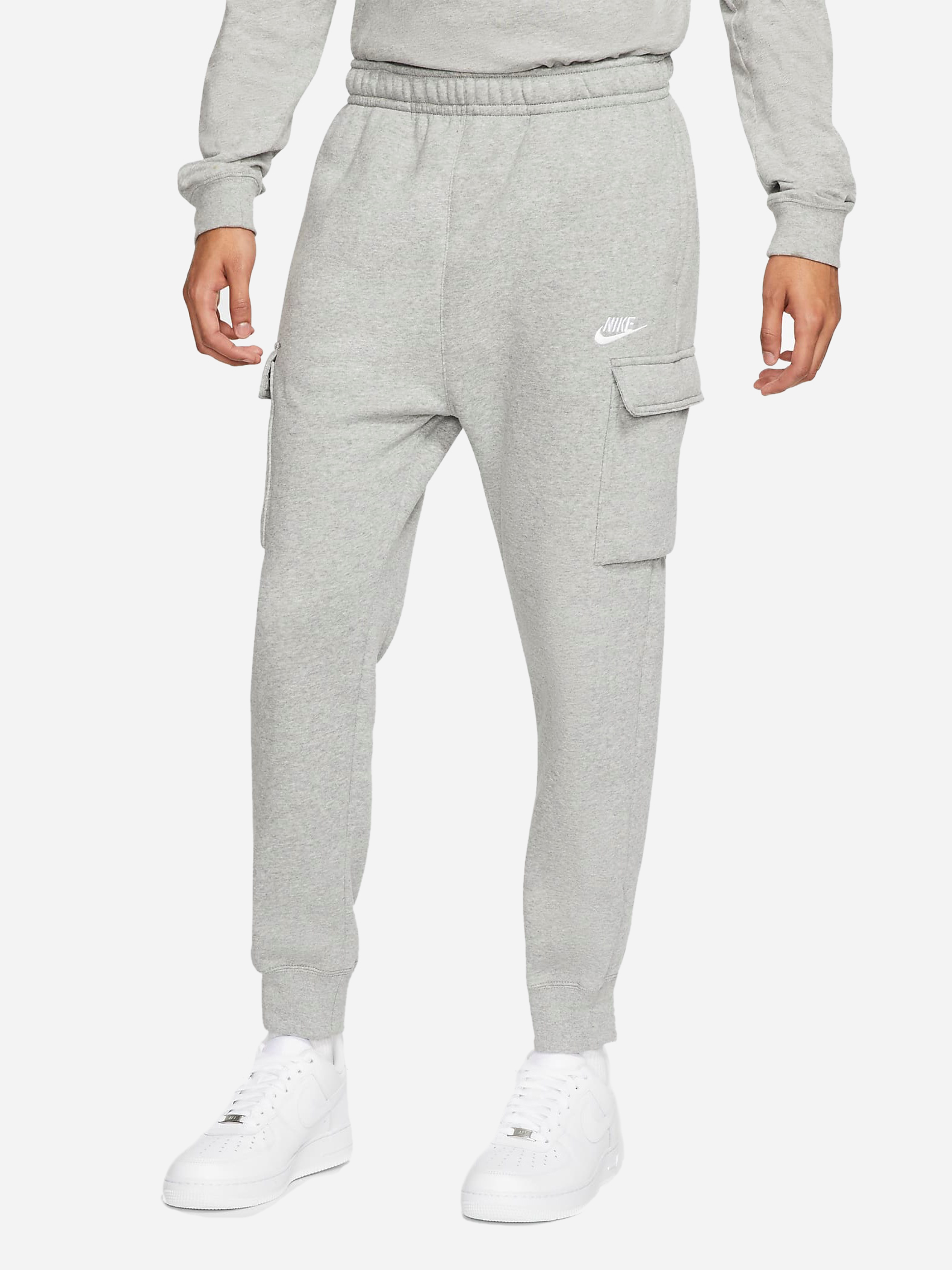 Акція на Спортивні штани утеплені чоловічі Nike M Nsw Club Pant Cargo Bb CD3129-063 L Сірі від Rozetka