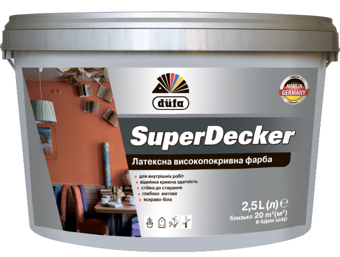 

Фарба професійна інтер'єрна DUFA SuperDecker 2,5 л Білий (14394)