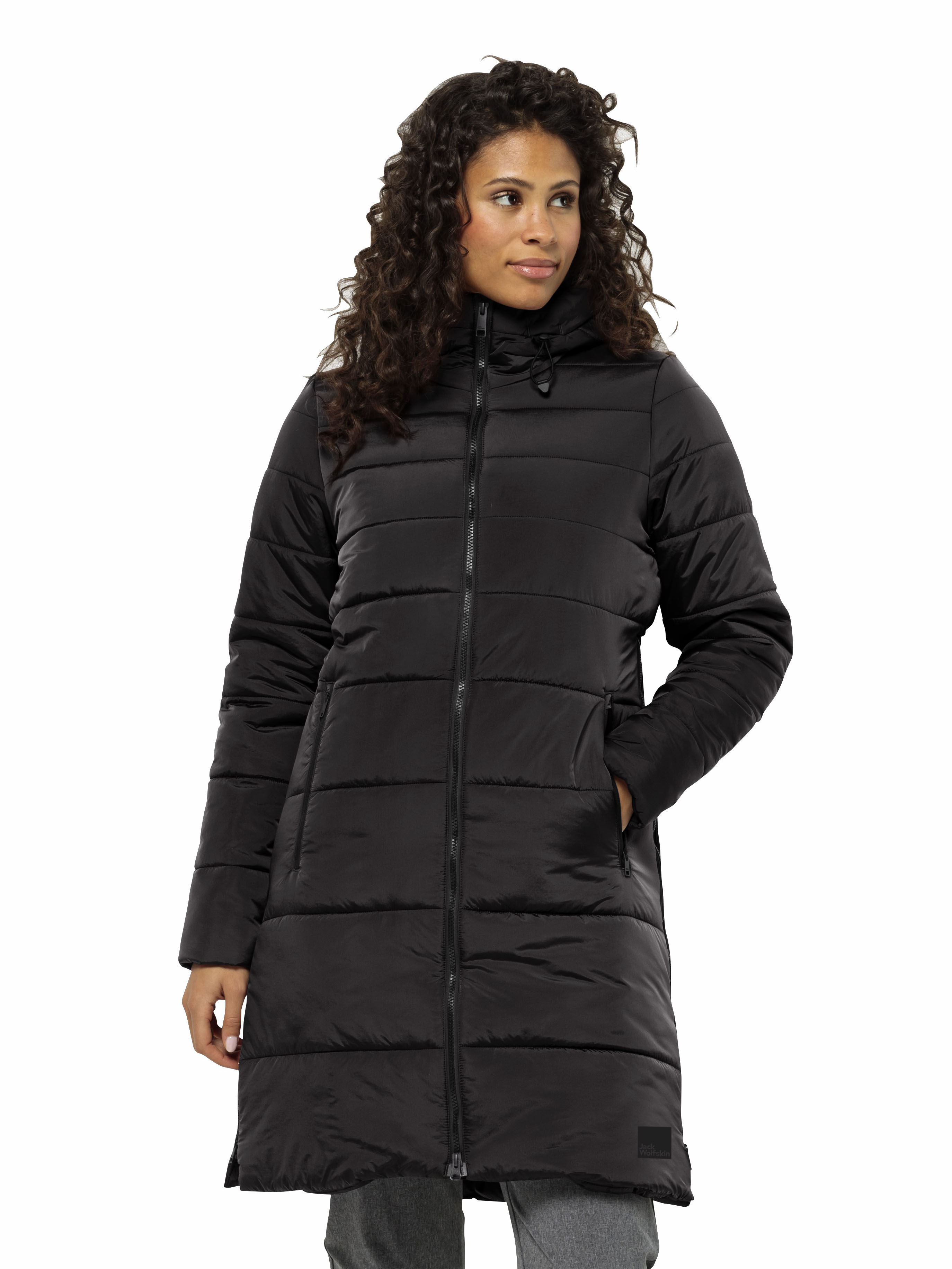 Акція на Куртка демісезонна з капюшоном жіноча Jack Wolfskin Eisbach Coat W 1206981_6350 L Темно-сіра від Rozetka