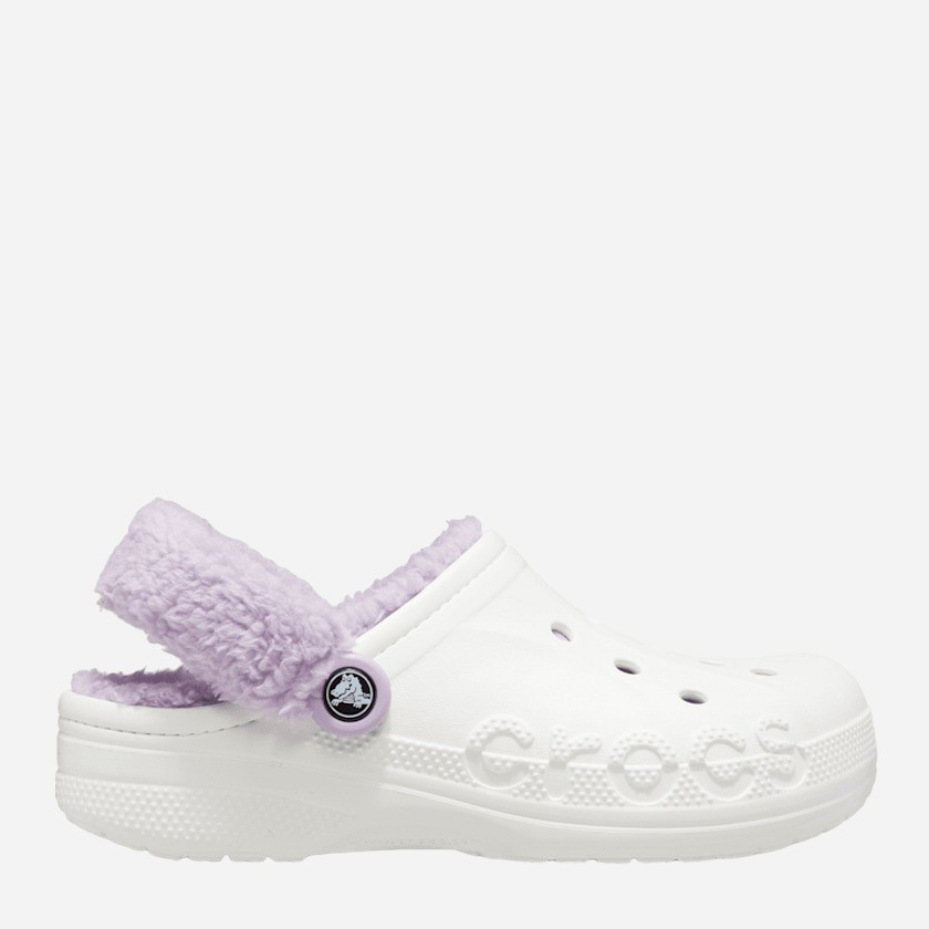 Акція на Жіночі крокси утеплені Crocs Baya Lined Fuzz Strap Clog 206633-577 38-39 (M6/W8) 24 см Білий/Лавандовий (Білий/Лавандовий) від Rozetka