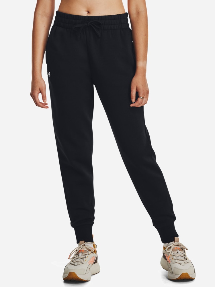 Акція на Спортивні штани утеплені жіночі Under Armour Ua Rival Fleece Jogger 1379438-001 2XL Чорні від Rozetka