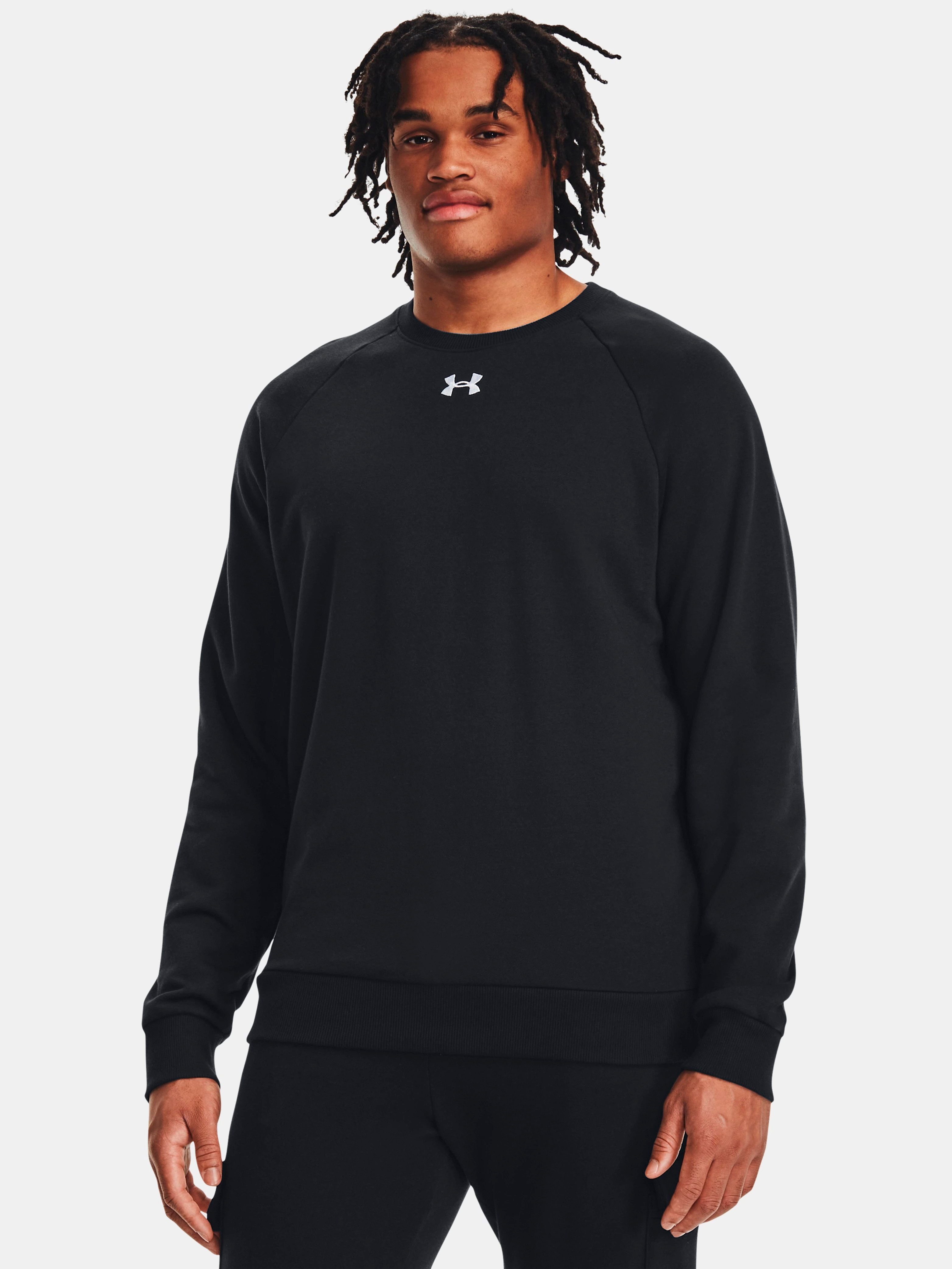 Акція на Світшот на флісі чоловічий Under Armour Ua Rival Fleece Crew 1379755-001 2XL Чорний від Rozetka