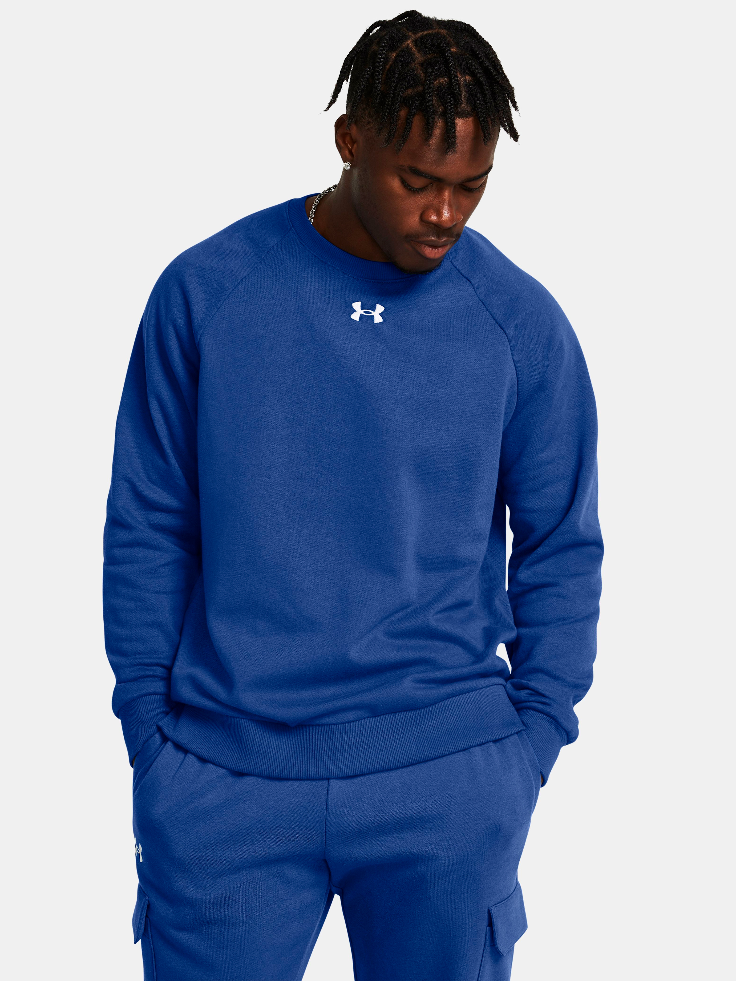 Акція на Світшот на флісі чоловічий Under Armour Ua Rival Fleece Crew 1379755-432 S Синій від Rozetka