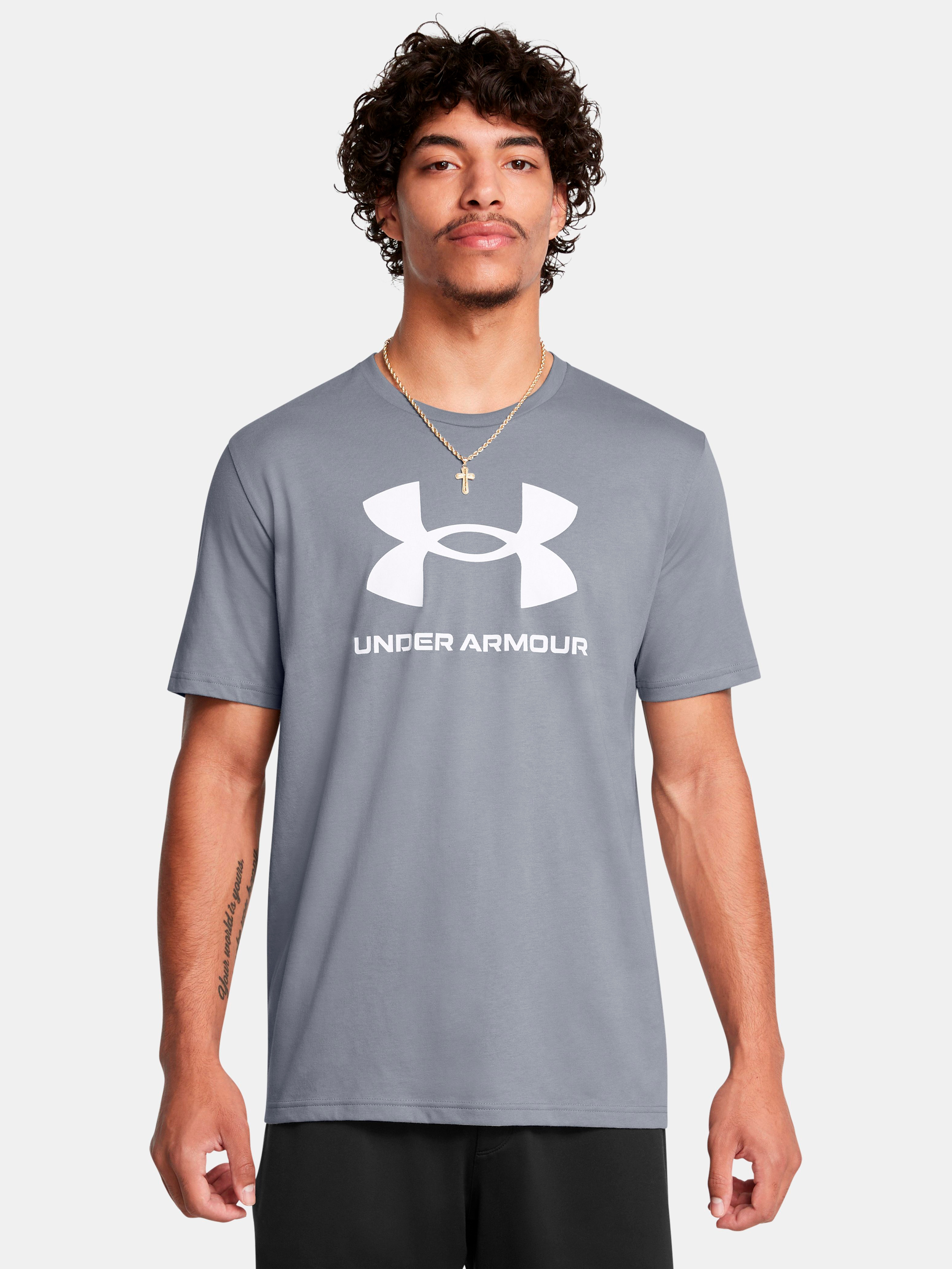 Акція на Футболка чоловіча Under Armour Ua Sportstyle Logo Update Ss 1382911-036 S Сіра від Rozetka