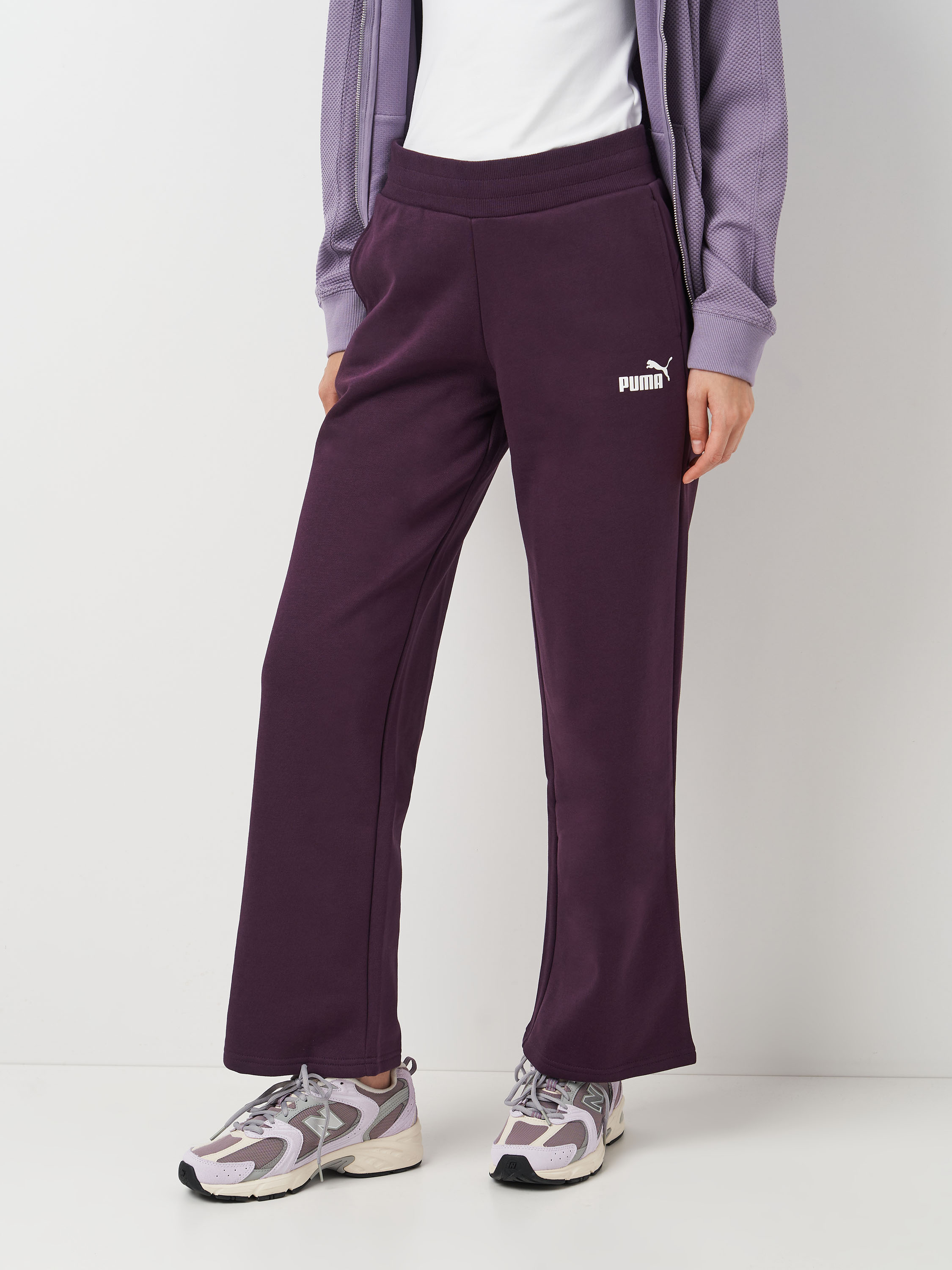 Акція на Спортивні штани жіночі Puma Ess+ Straight Leg Pants 67609342 XL Фіолетові від Rozetka