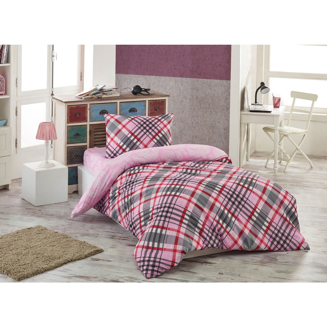 

Комплект постельного белья Eponj Home Karya Pink, размер King, розовый