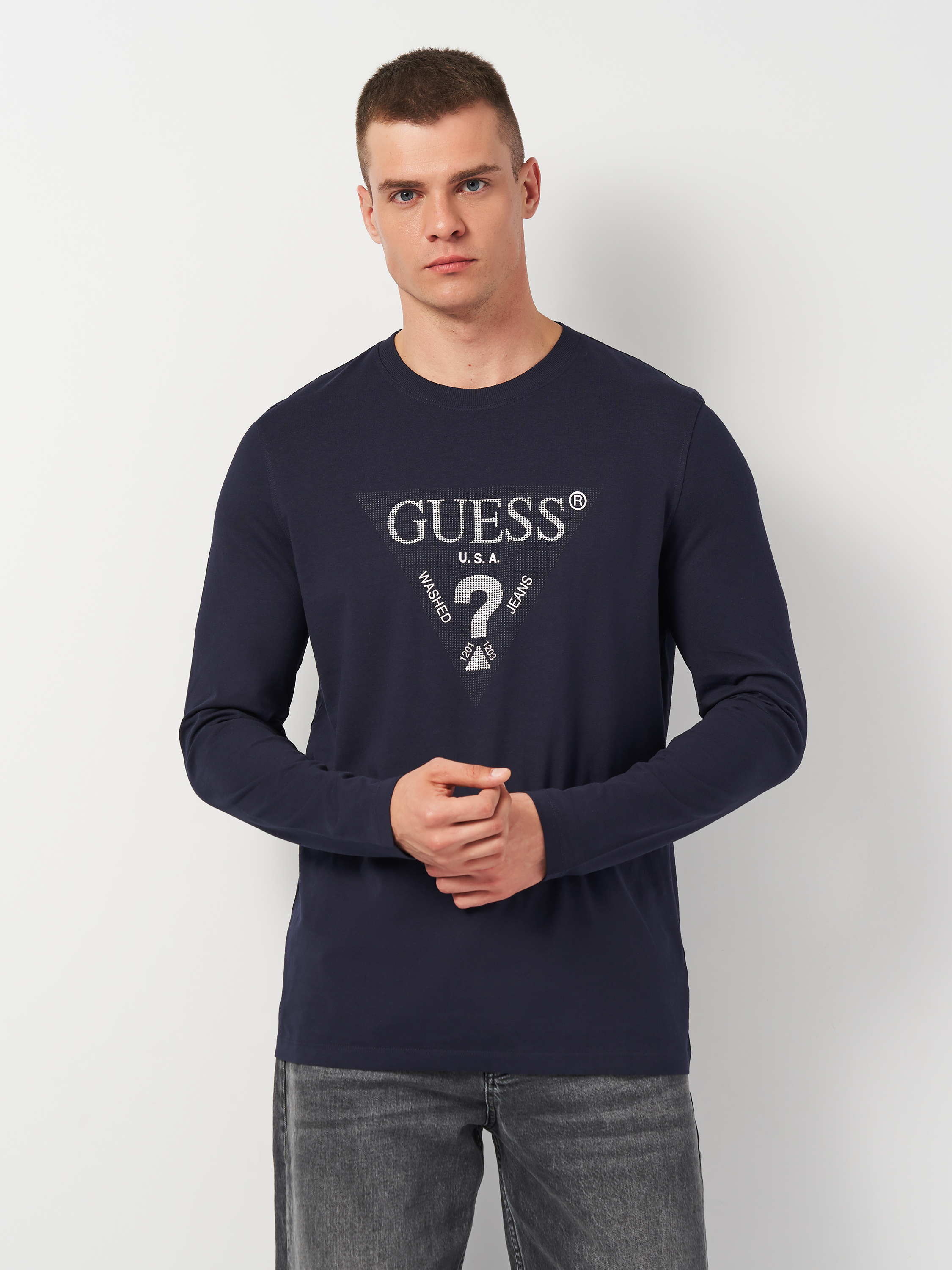 Акція на Лонгслів чоловічий Guess M4YI06-I3Z14-G7V2 L Синій від Rozetka