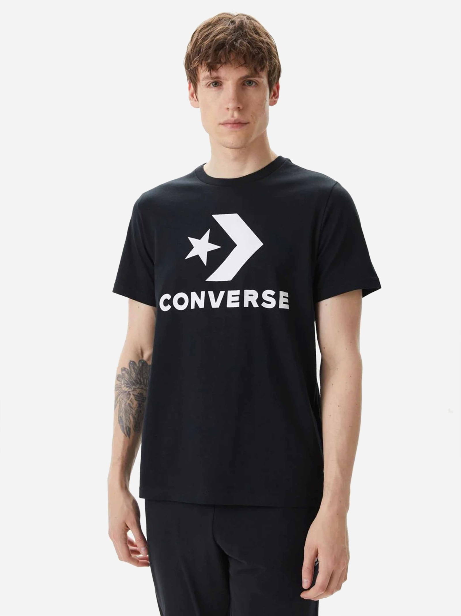 Акція на Футболка бавовняна довга чоловіча Converse Star Chevron Tee Black 10025458-001 M від Rozetka