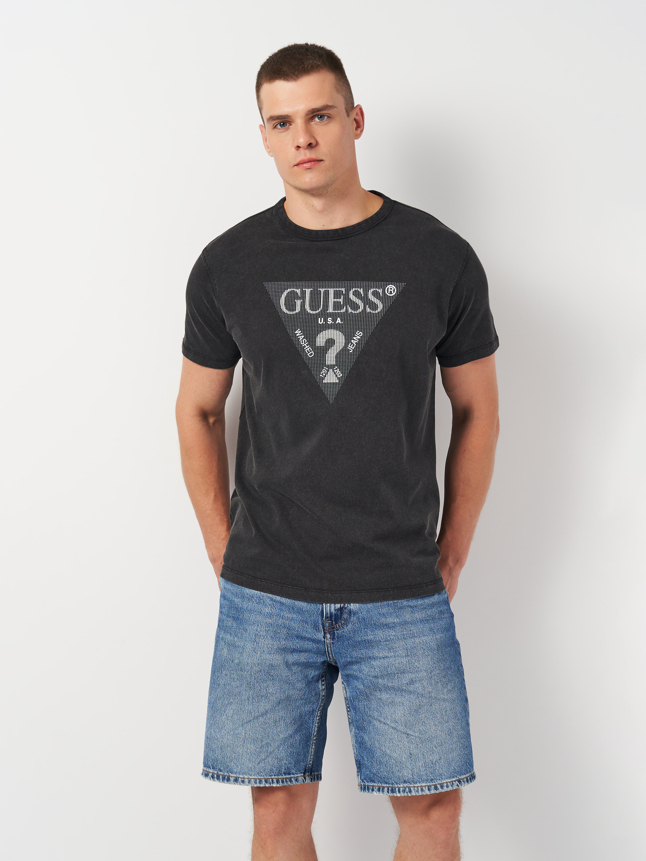 Акція на Футболка бавовняна довга чоловіча Guess M4YI05-I3Z14-JBLK L Jet Black A996 від Rozetka