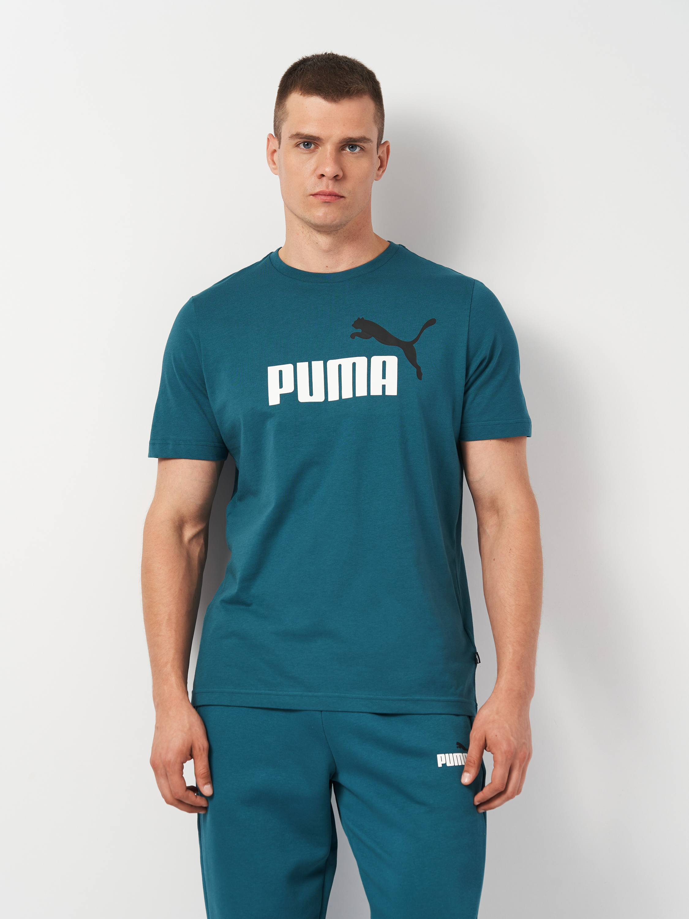 Акція на Футболка бавовняна чоловіча Puma Ess+ 2 Col Logo Tee 58675908 M Зелена від Rozetka