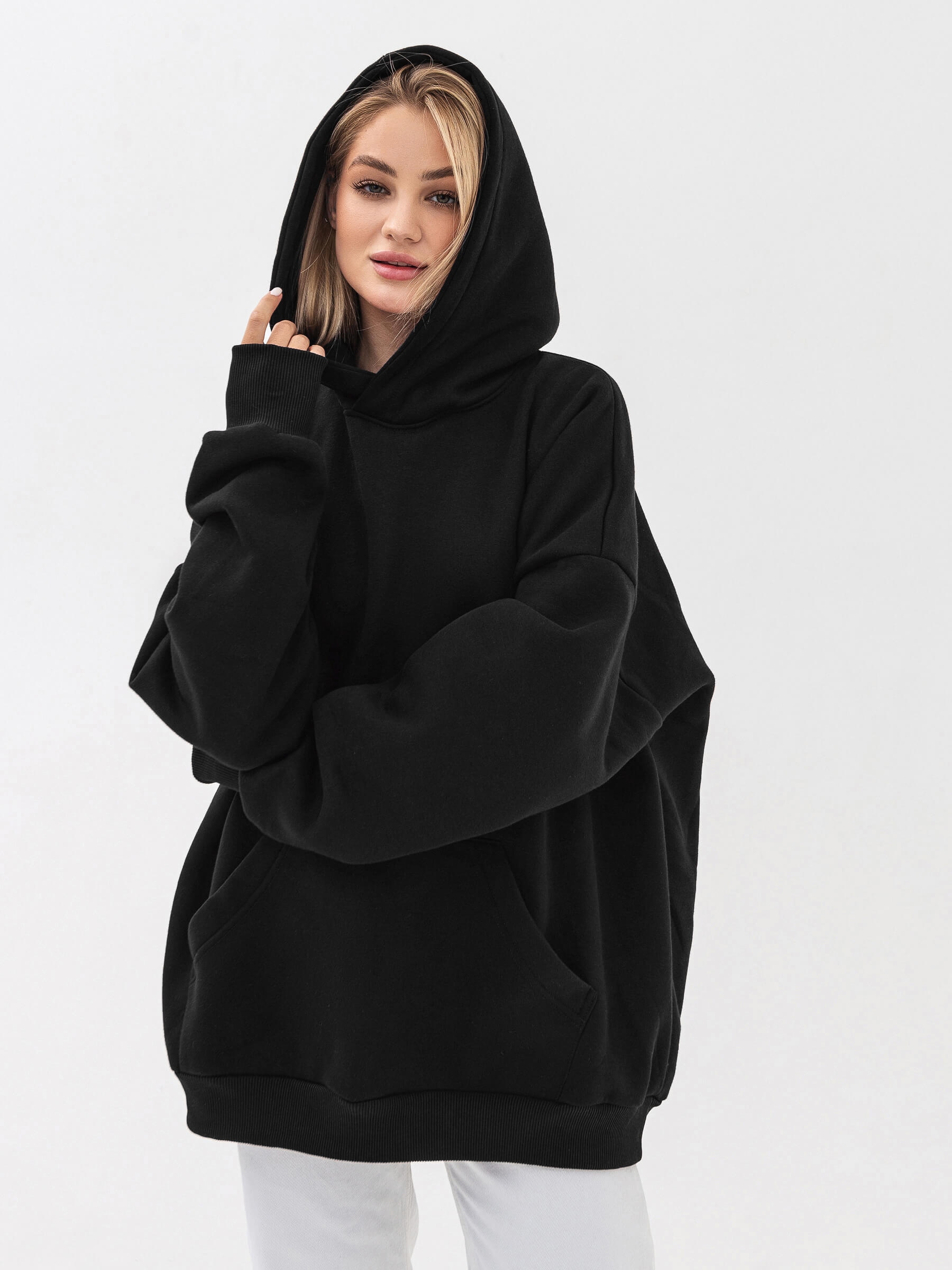 Акція на Худі тепле оверсайз жіноче Ray Oversize Unisex U0404W 2XL/3XL Чорне від Rozetka