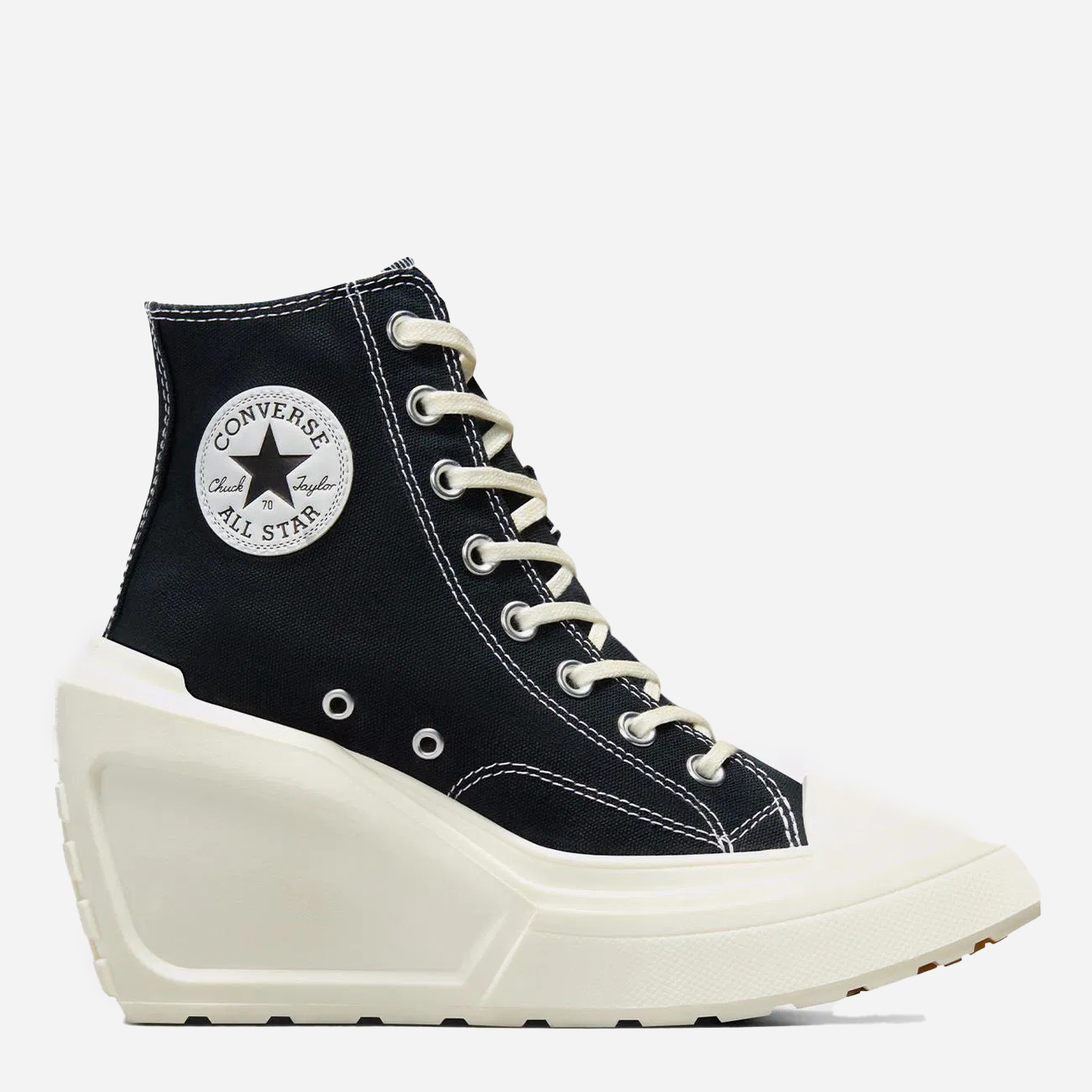 Акція на Жіночі кеди високі Converse Chuck 70 De Luxe Wedge Hi A06478C-001 36.5 (6) 23 см Чорні від Rozetka