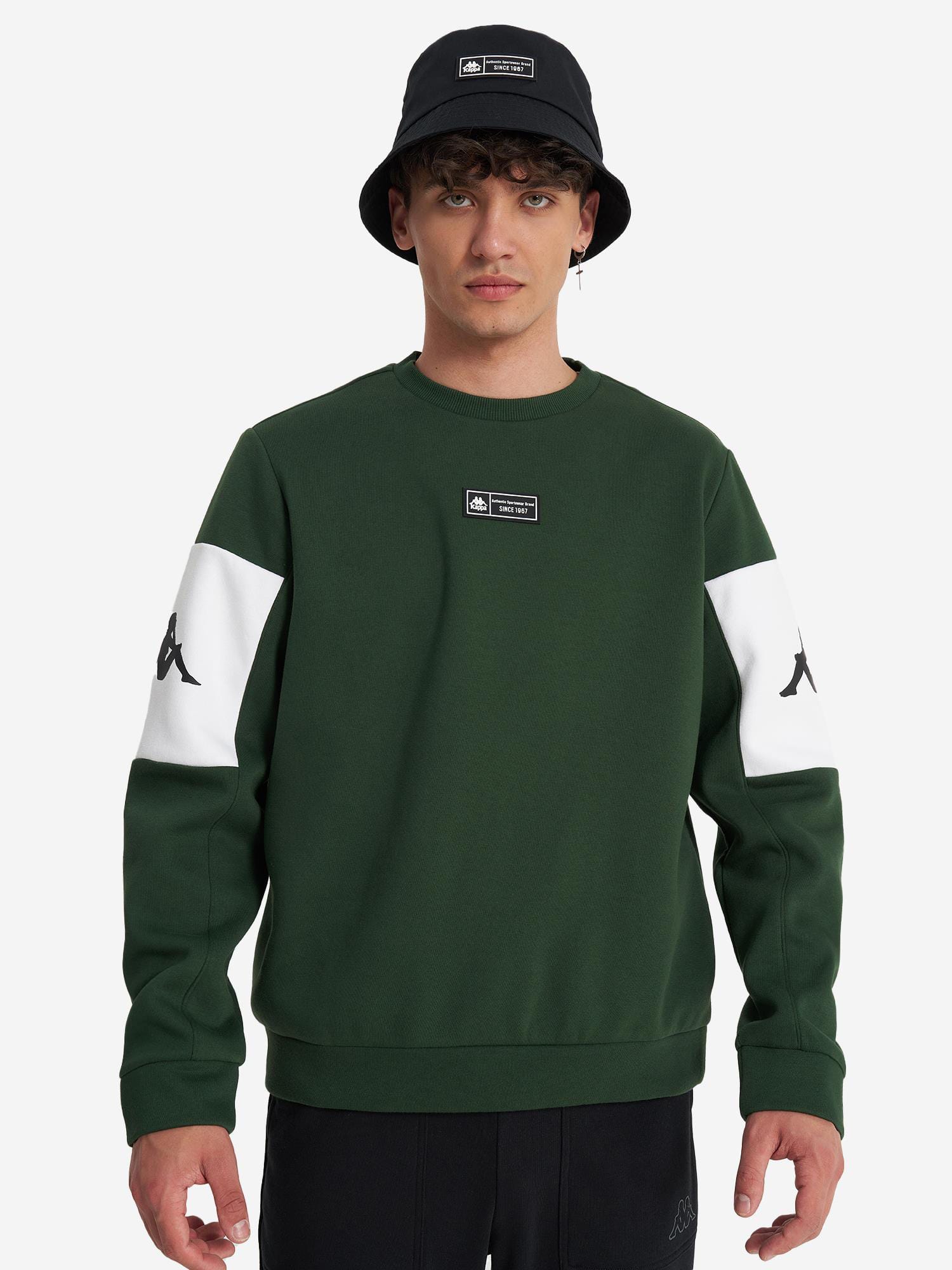 Акція на Світшот чоловічий Kappa Men's jumper 130209-74 48-50 Темно-зелений від Rozetka