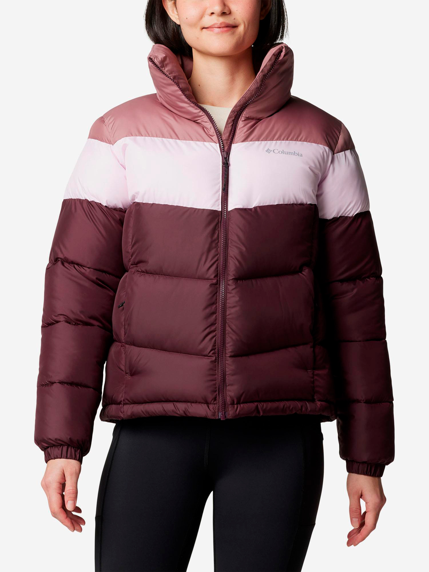 Акція на Куртка демісезонна коротка жіноча Columbia Omni-Shield Puffect II Colorblock Jacket 2088481-607 M Темно-бордова від Rozetka