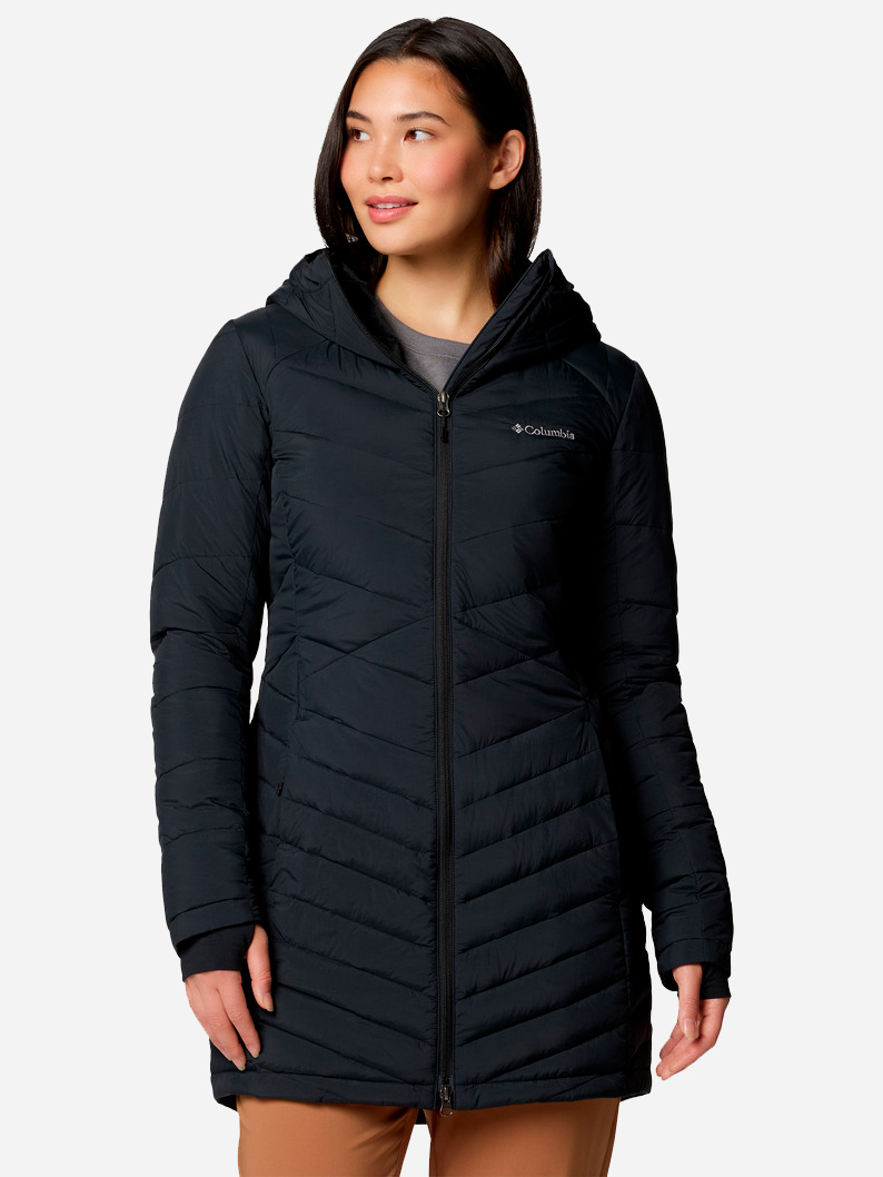 Акція на Куртка демісезонна подовжена з капюшоном жіноча Columbia Omni-Heat Joy Peak II Mid Jacket 2088641-010 L Чорна від Rozetka