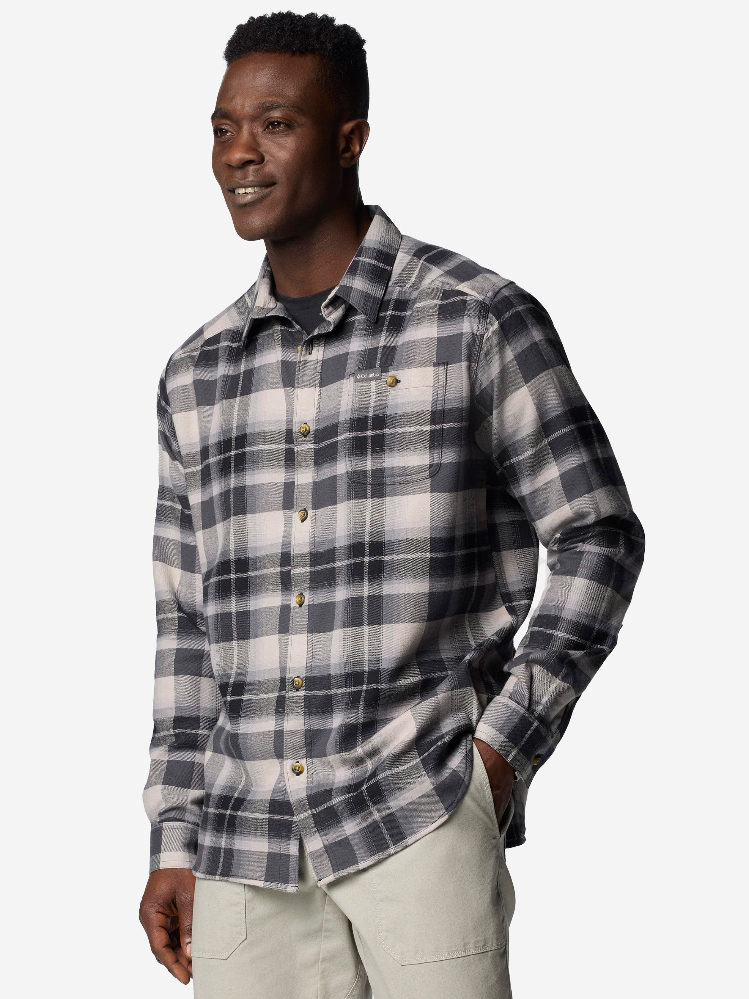 Акція на Сорочка бавовняна чоловіча Columbia Cornell Woods Flannel Long Sleeve Shirt 1617951-019 XXL Чорно-сіра від Rozetka