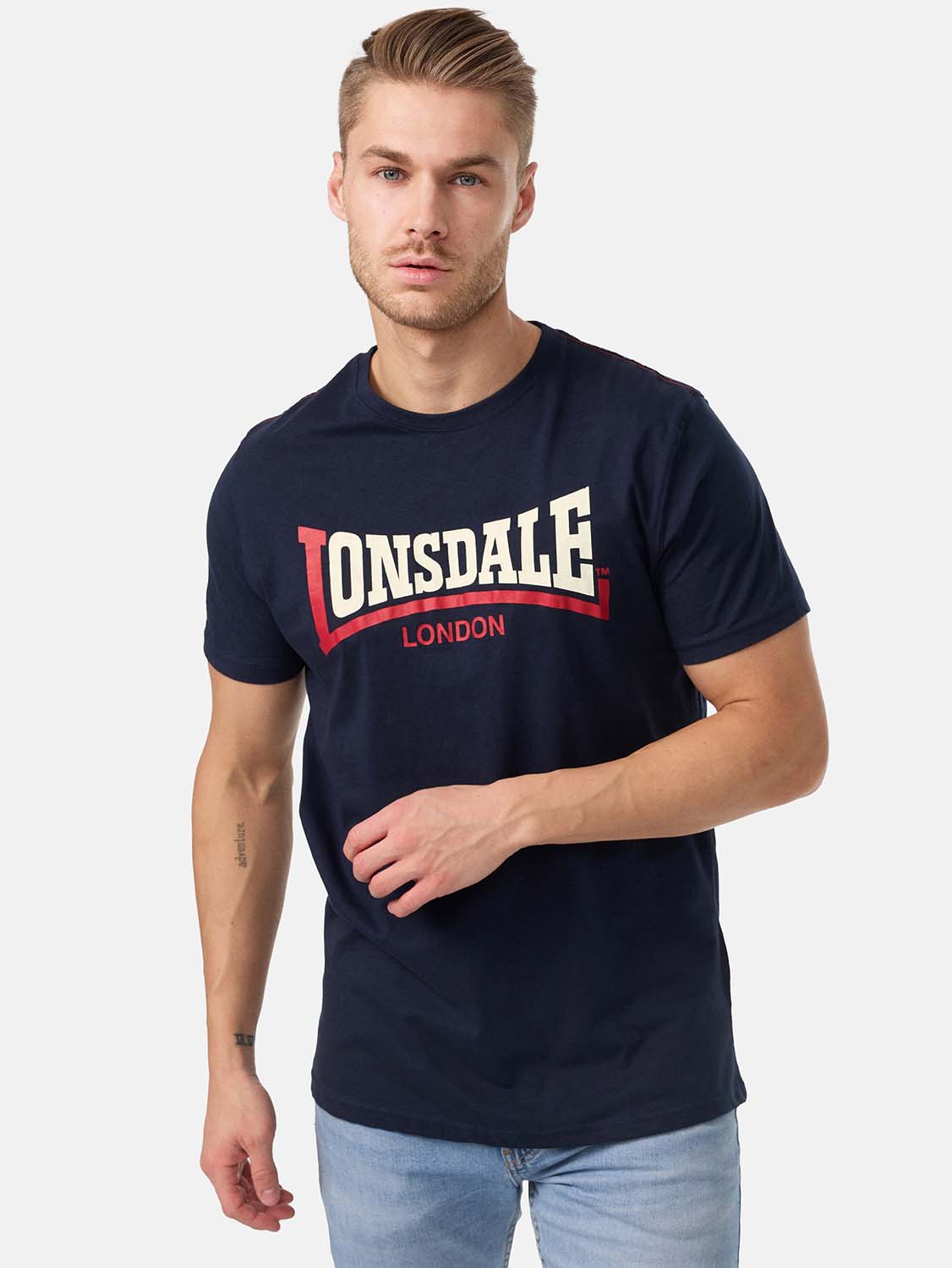 Акція на Футболка бавовняна довга чоловіча Lonsdale 113170-3008 S NAVY від Rozetka