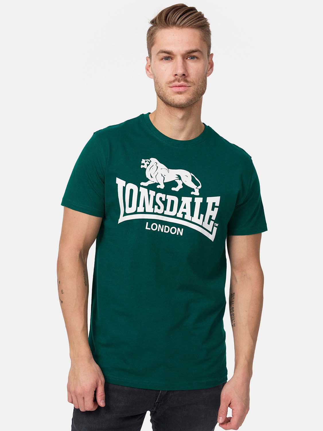 Акція на Футболка бавовняна довга чоловіча Lonsdale 119083-5004 M Bottle Green від Rozetka