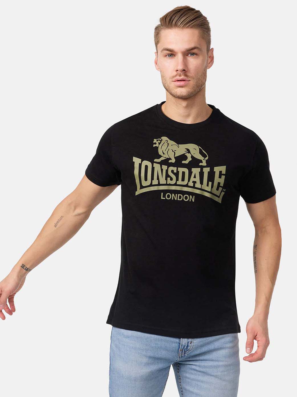 Акція на Футболка бавовняна довга чоловіча Lonsdale 119083-8364 XL Black/Olive від Rozetka