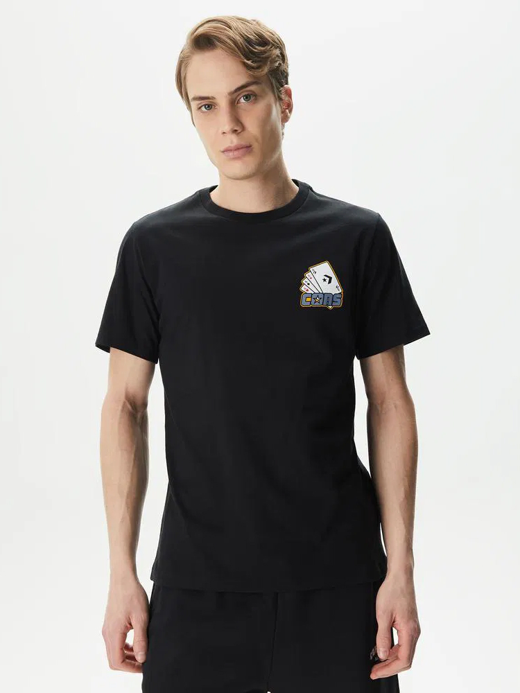 Акція на Футболка чоловіча Converse Cons Card Skate Tee Black 10026488-001 XXL Чорна з принтом від Rozetka