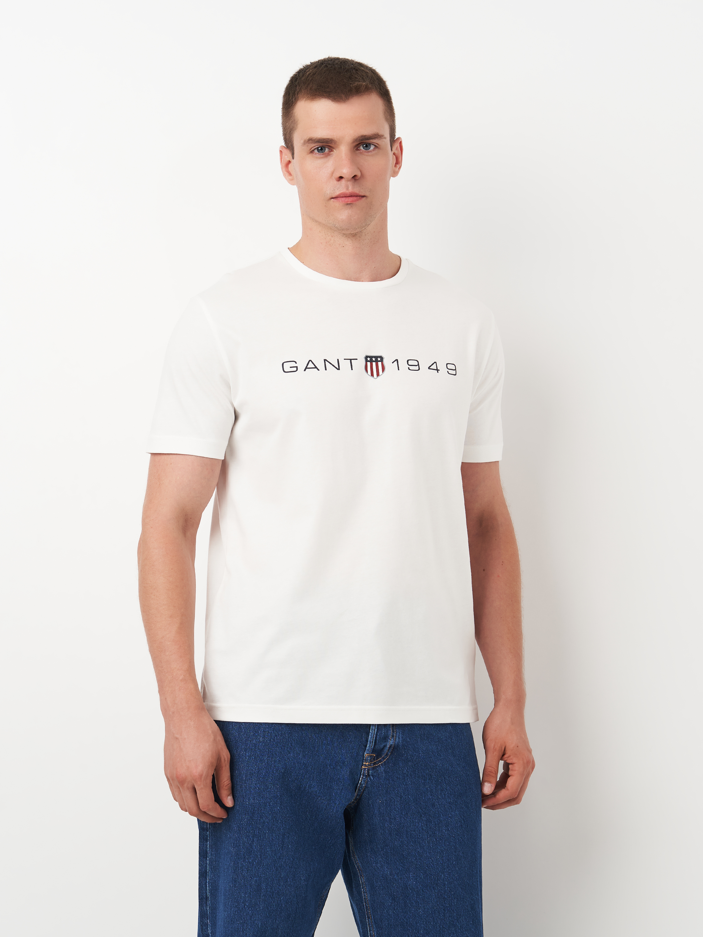 Акція на Футболка бавовняна чоловіча GANT Printed Graphic Ss T-Shirt 2003242-113 S Біла від Rozetka