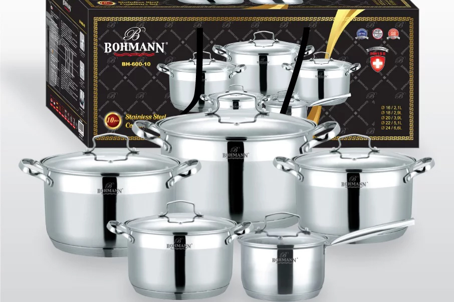 

Набор посуды из нержавеющей стали 10 предметов Bohmann BH 600-10