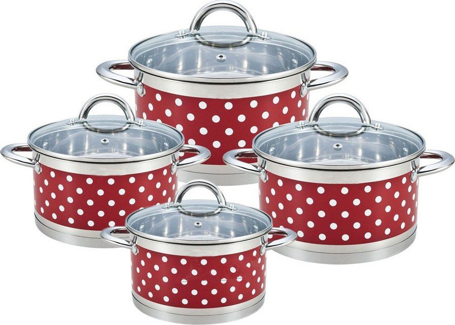 

Стальной набор кастрюль для всех типов плит 8 предметов Bohmann (BH 0127-8) красный