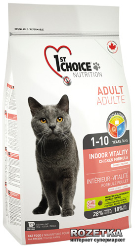 

Сухой корм для взрослых котов 1st Choice Indoor Vitality Chicken со вкусом курицы 0.907 кг (65672261012)