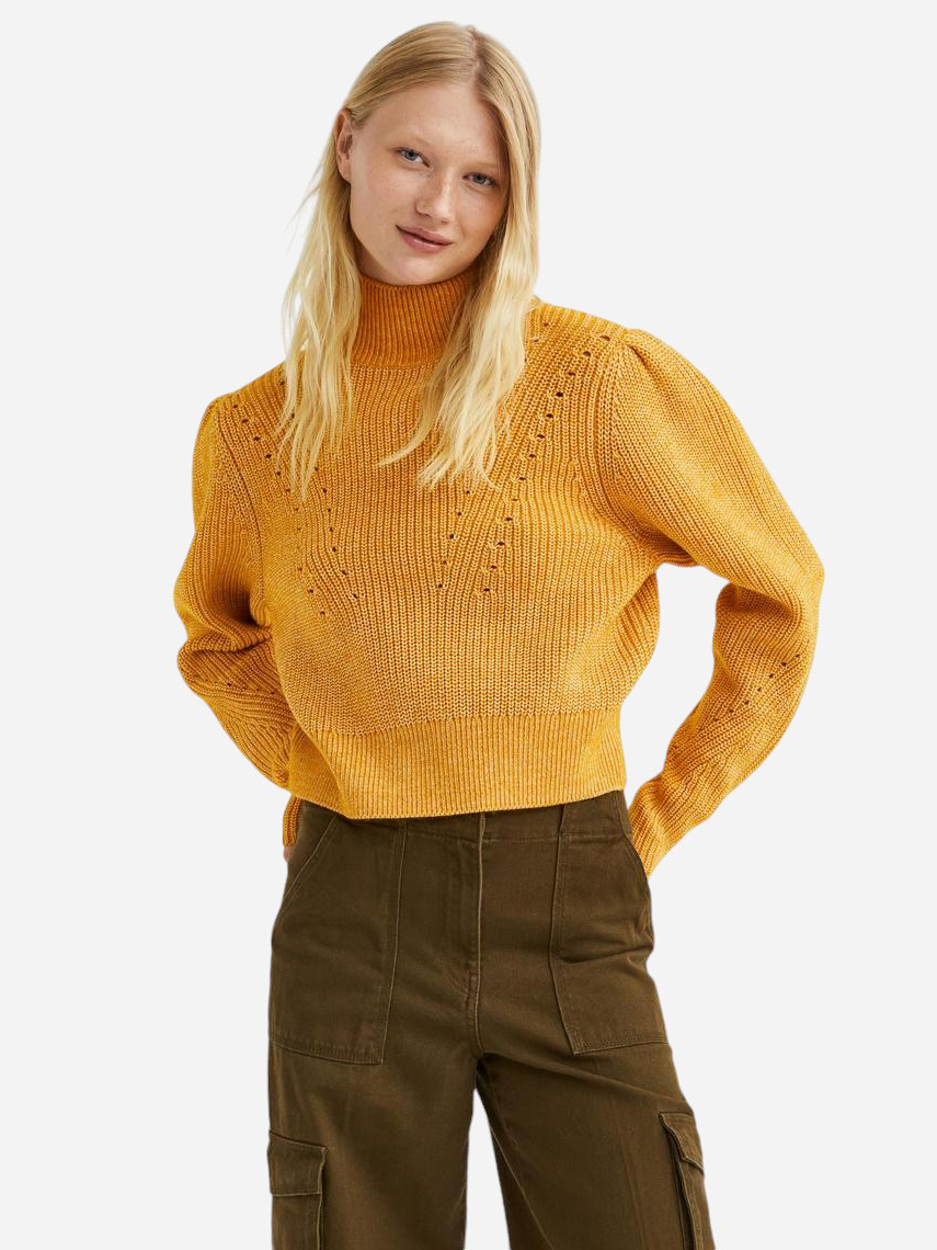 Акція на Светр в'язаний жіночий H&M 061109435_yellow XS Жовтий від Rozetka