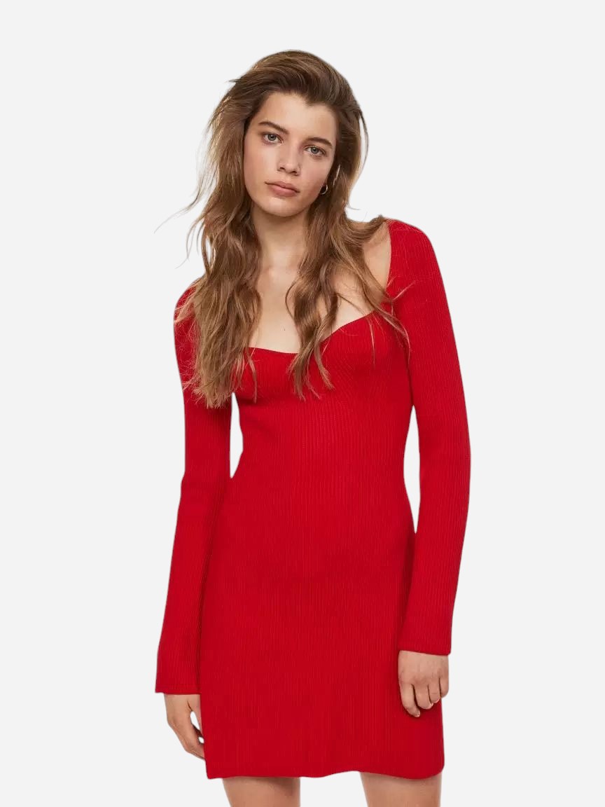 Акція на Сукня коротка осіння жіноча H&M 061109605_red S Червона від Rozetka