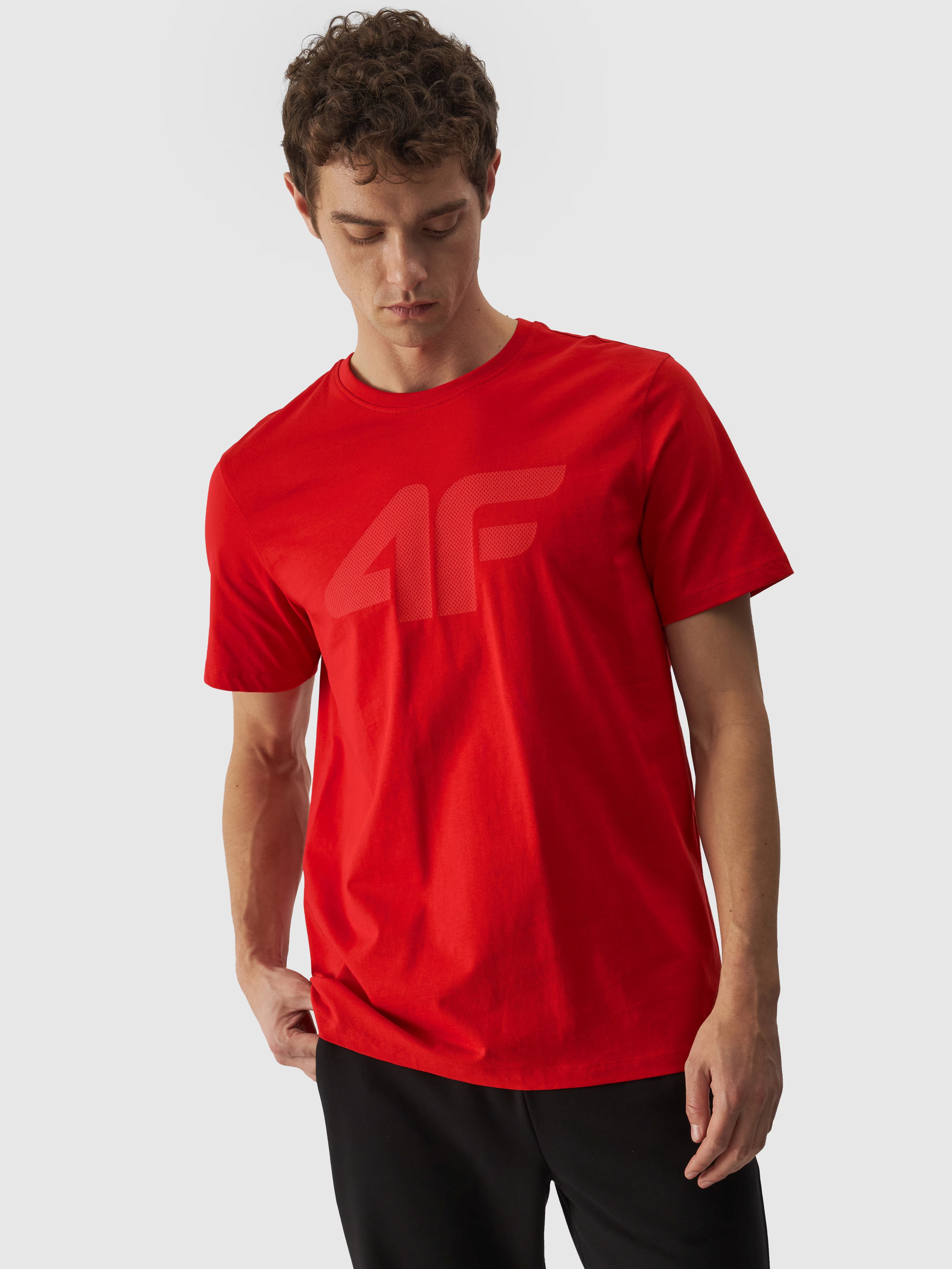 Акція на Футболка бавовняна довга чоловіча 4F Tshirt M1844 4FWMM00TTSHM1844-60S M Червона від Rozetka