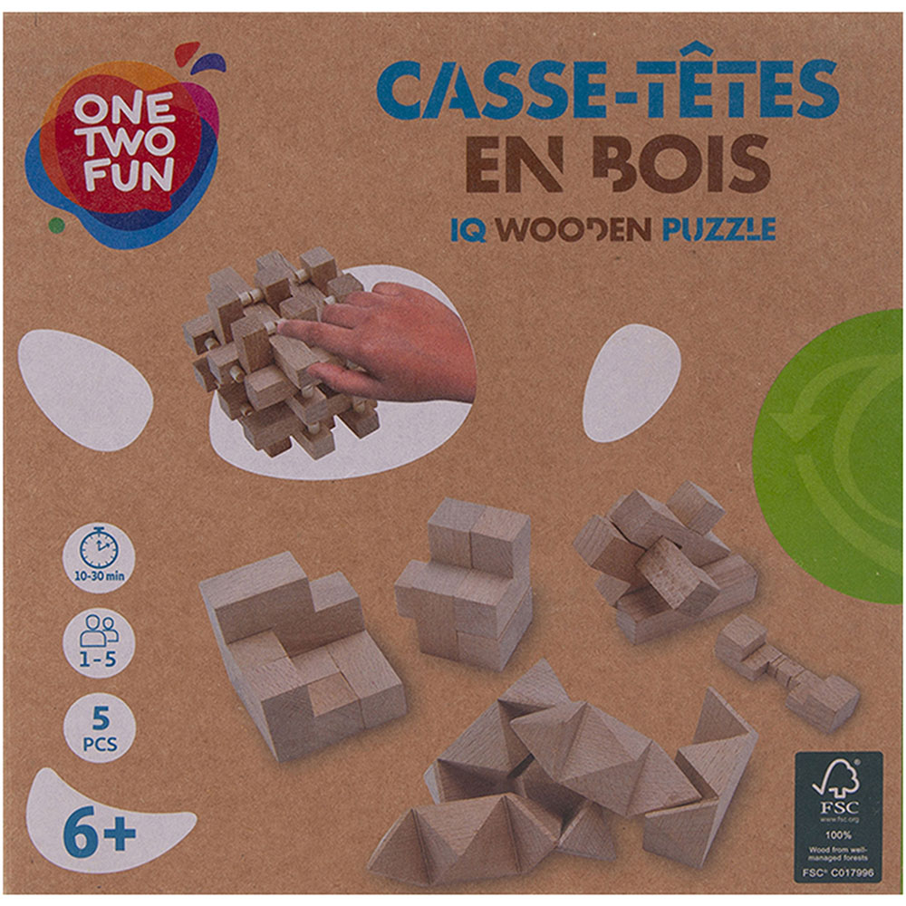 

Моя деревянная IQ головоломка OneTwo Fun, 5 деталей