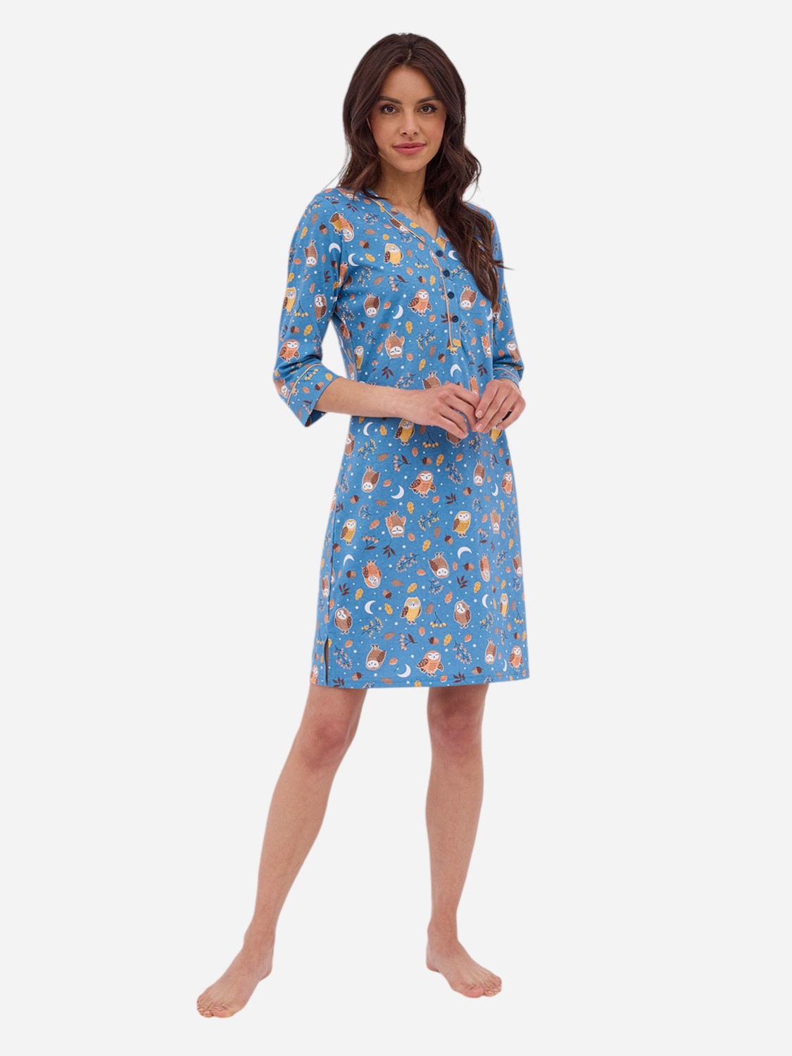 Акція на Нічна сорочка жіноча бавовняна великих розмірів Cornette Womens sleepwear 485-383 B24 Owls 3 XL Блакитна від Rozetka