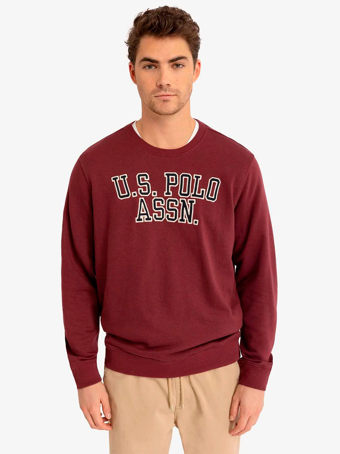 Акція на Світшот чоловічий U.S. Polo Assn 11A931-8700A(Maroon Banner) L Бордовий від Rozetka