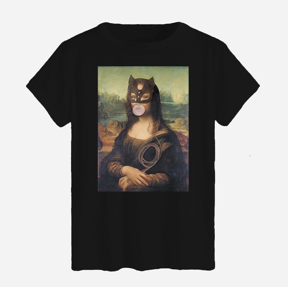 Акція на Футболка бавовняна довга чоловіча Likey Surrealism Mona Lisa Censored M150-0149 3XL Чорна від Rozetka