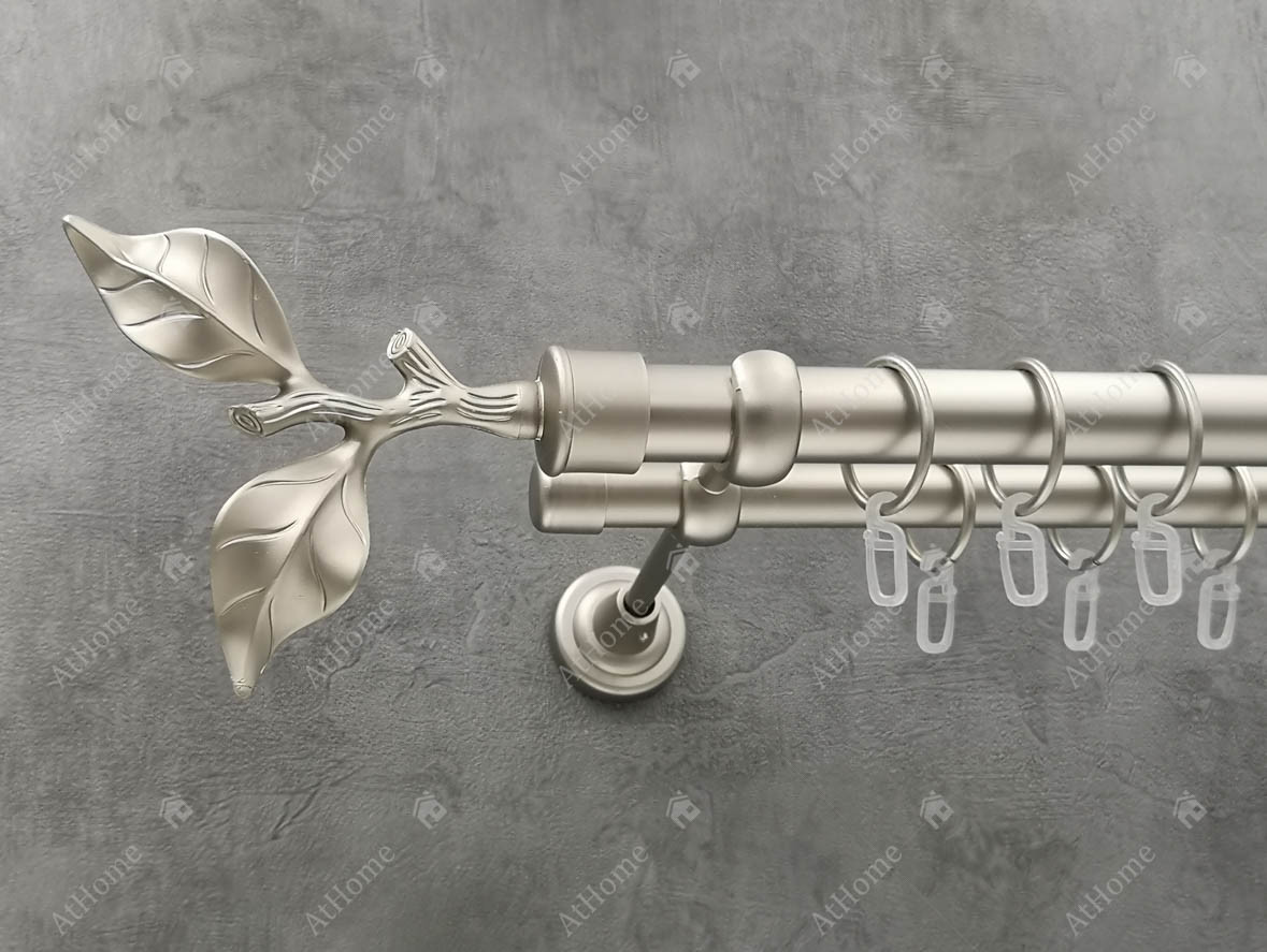 

Карниз Quadrum лист розы 160 см двойной Сатин 25/19 мм гладкая (кольца с крючками)