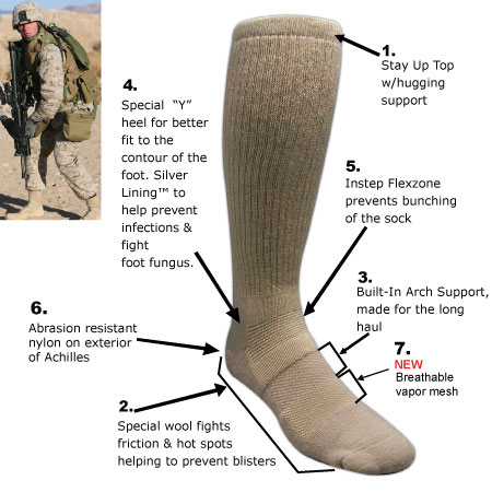 

Антибактериальные носки Covert Threads Sand Military Boot Sock Medium, Sand (пустельний)