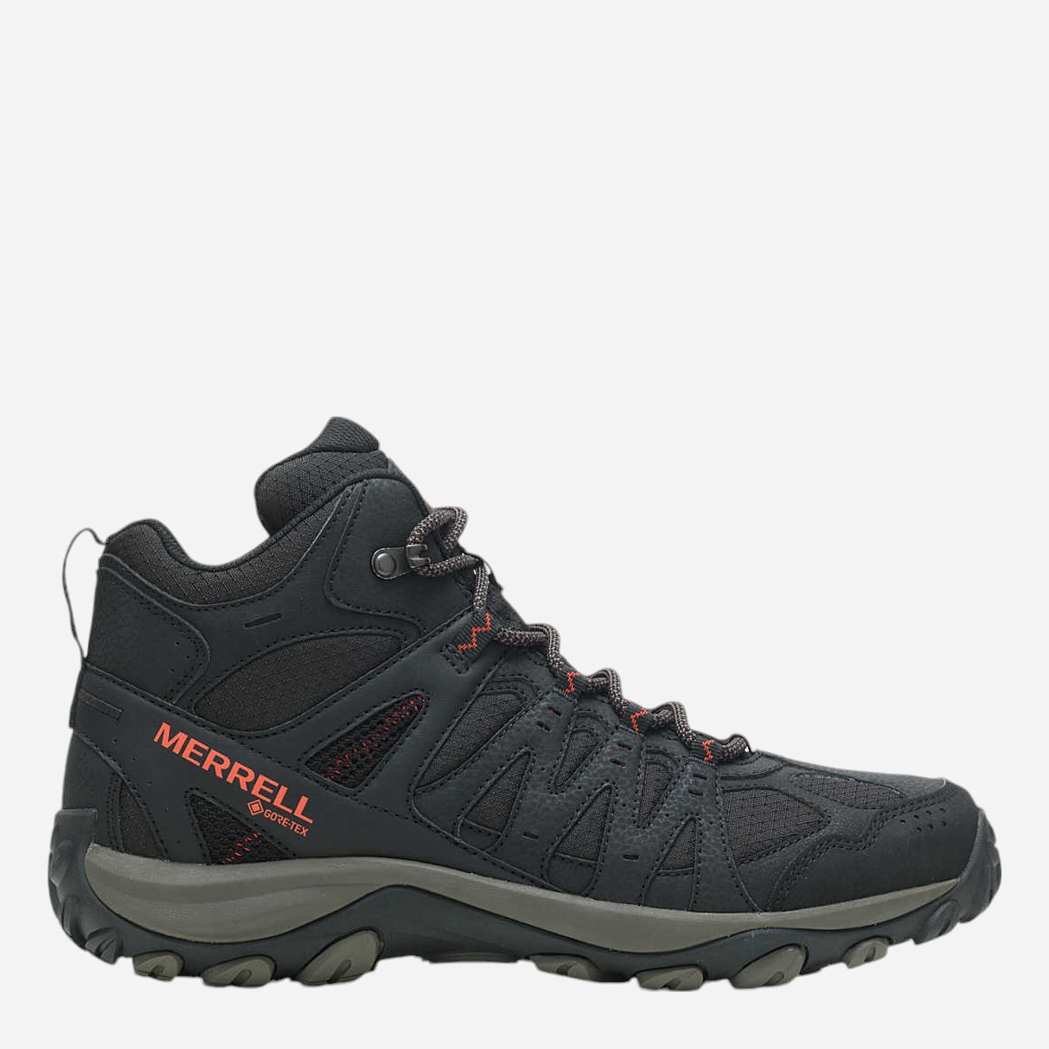 Акція на Чоловічі черевики для трекінгу з Gore-Tex Merrell Accentor 3 Sport Mid Gtx J036737 43 (9US/8.5UK) 27 см Чорний/Помаранчевий від Rozetka