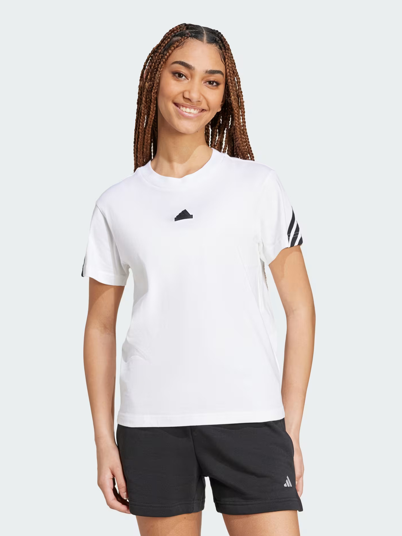 Акція на Футболка бавовняна жіноча Adidas W Fi 3S Tee IW5203 M White від Rozetka