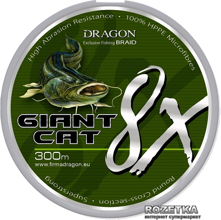 

Шнур Dragon Giant Cat 8X Braid 300 м 45.4 кг (TDC-40-30-210)