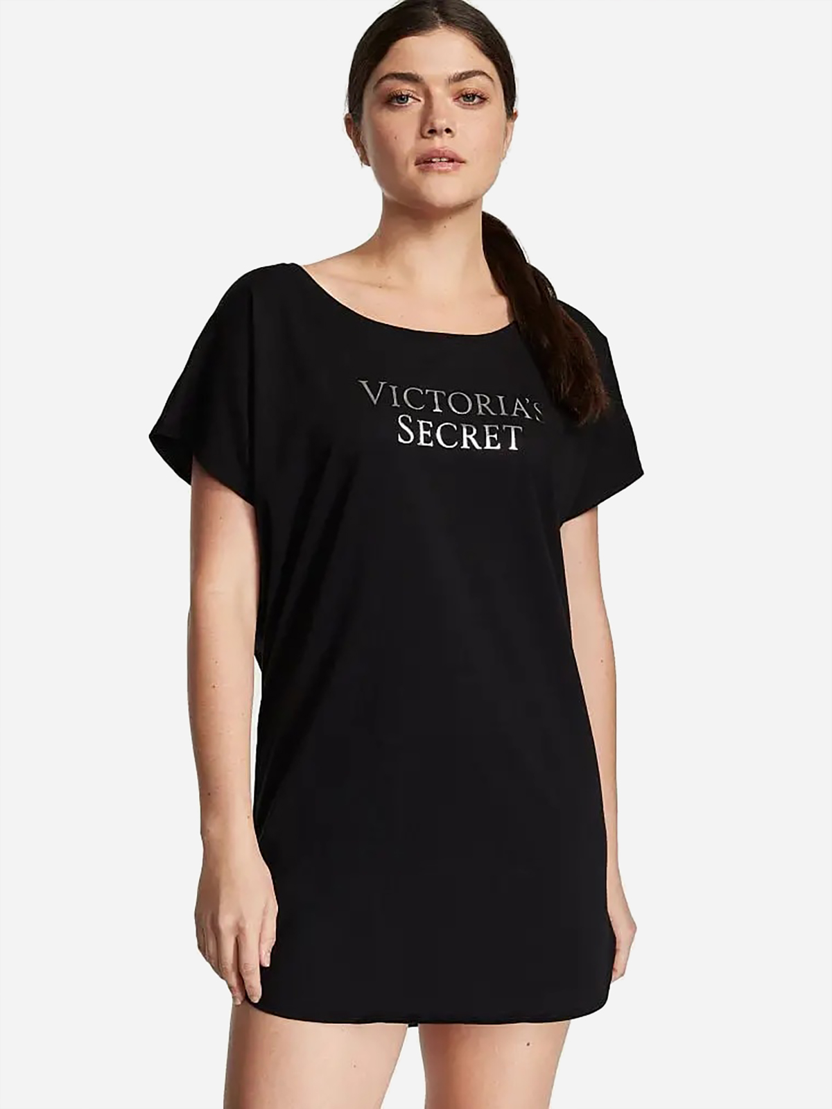 Акція на Нічна сорочка жіноча бавовняна Victoria's Secret 229190168 XL/XXL Чорна від Rozetka