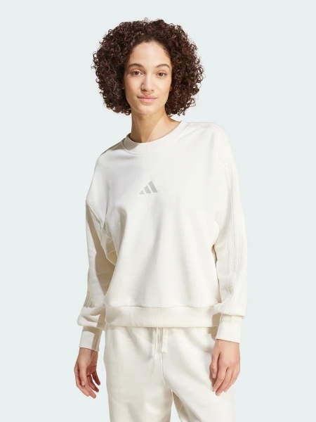 Акція на Світшот утеплений жіночий Adidas ALL SZN French Terry 3-Stripes Loose IW1132 L Молочний від Rozetka