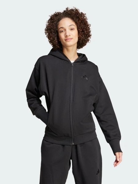 Акція на Толстовка на блискавці утеплена з капюшоном жіноча Adidas ALL SZN Fleece Full-Zip IX3809 XS Чорна від Rozetka