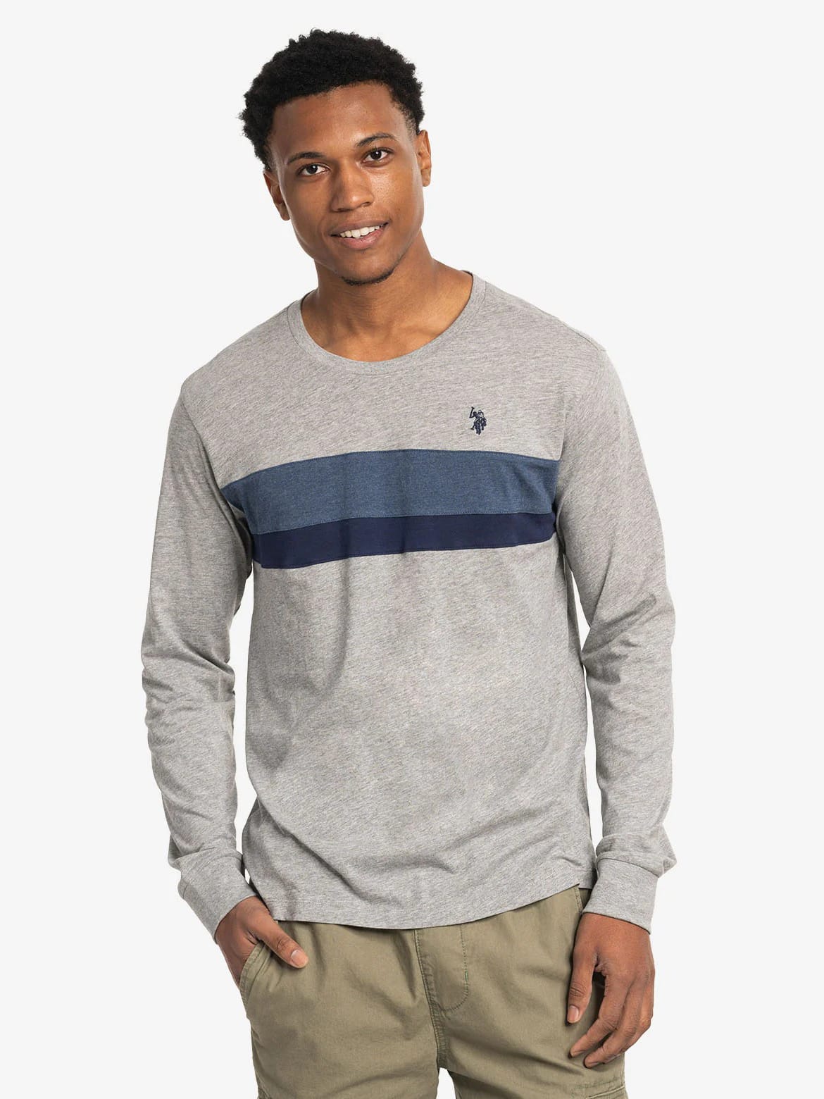 Акція на Лонгслів чоловічий U.S. Polo Assn 11D452-2X00A(HEATHER GRAY) M Сірий від Rozetka