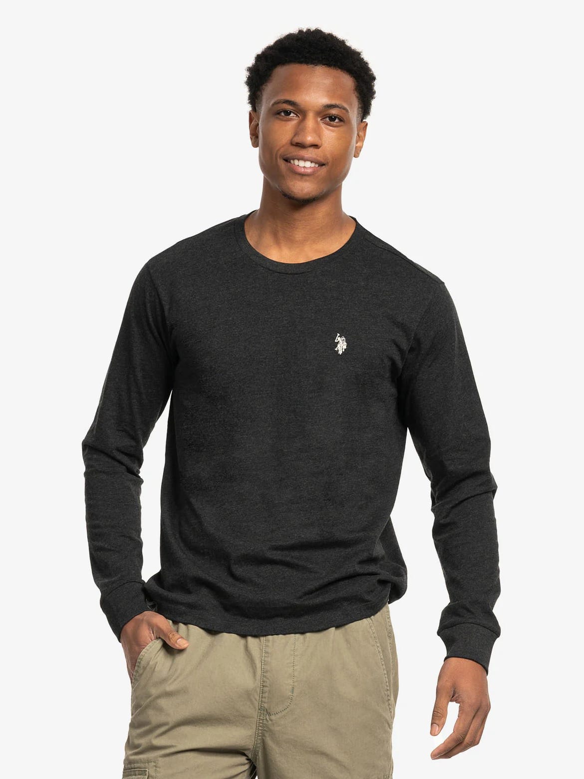 Акція на Лонгслів чоловічий U.S. Polo Assn 114008-0400A(BLACK HEATHER) M Чорний від Rozetka