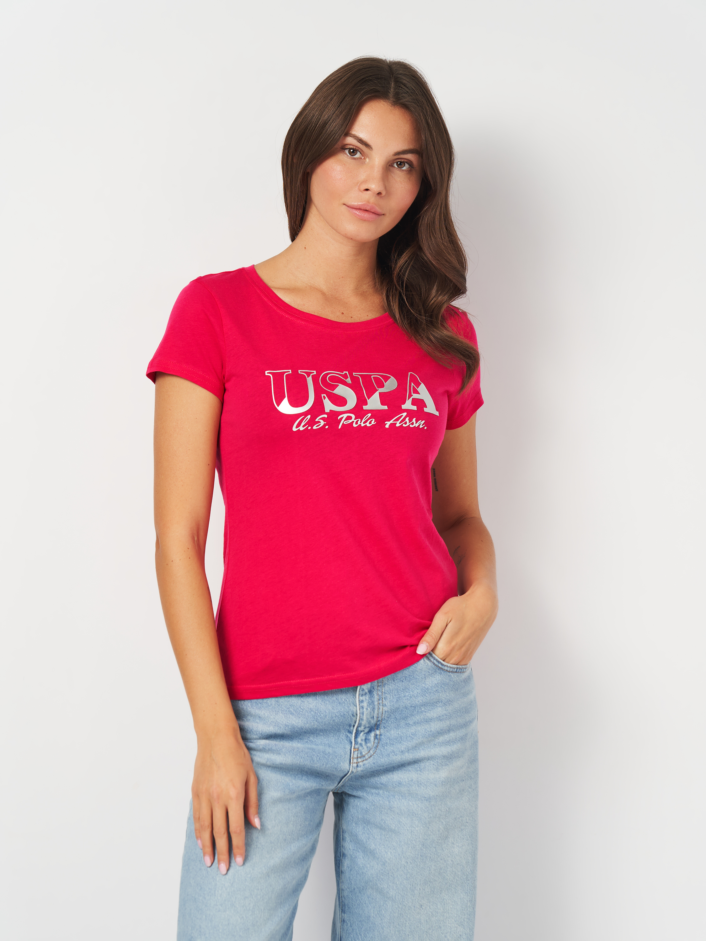 Акція на Футболка бавовняна жіноча U.S. Polo Assn 114251-1D00A L Фуксія від Rozetka